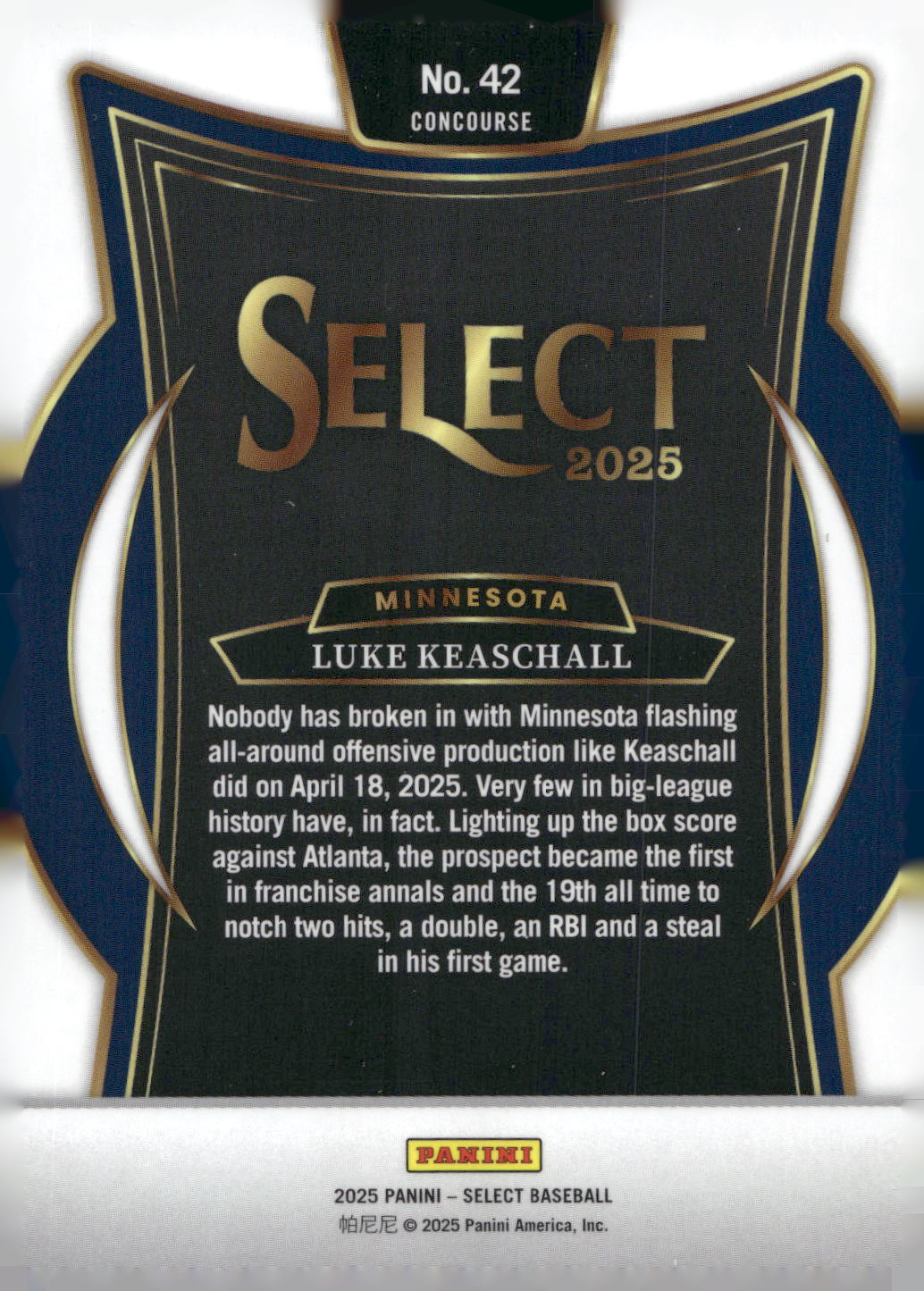 2025 Panini Select #42 Luke Keaschall