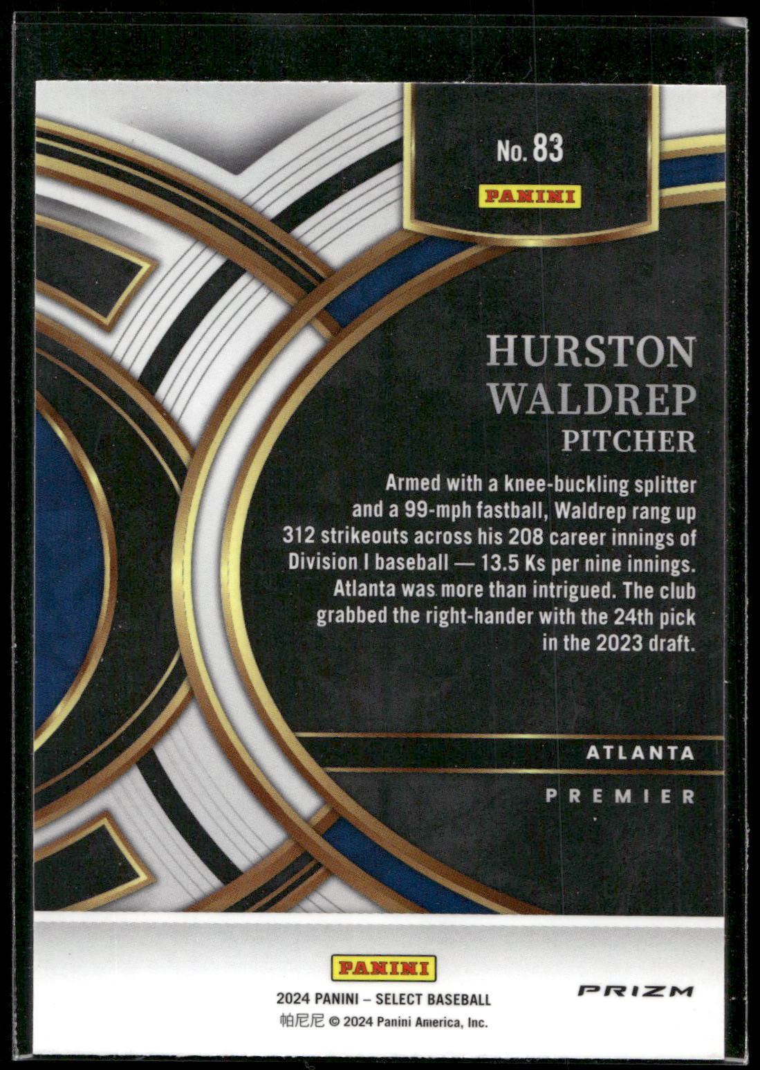 2024 Panini Select #83 Hurston Waldrep Tri-Color Prizms