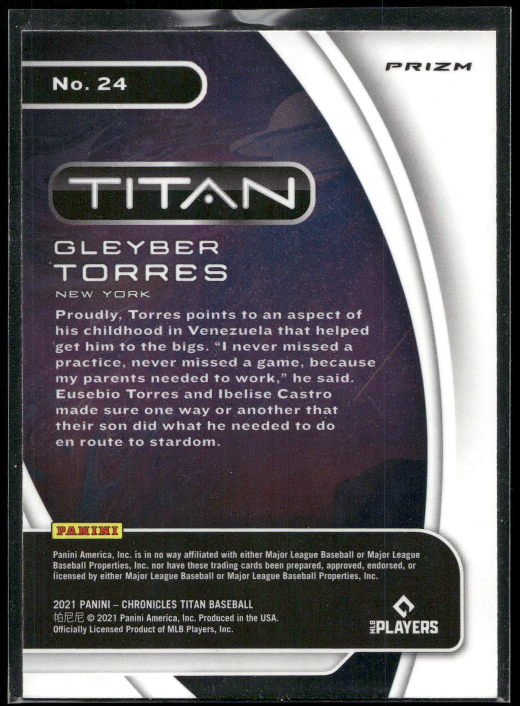 2021 Panini Chronicles #24 Gleyber Torres Titan Holo