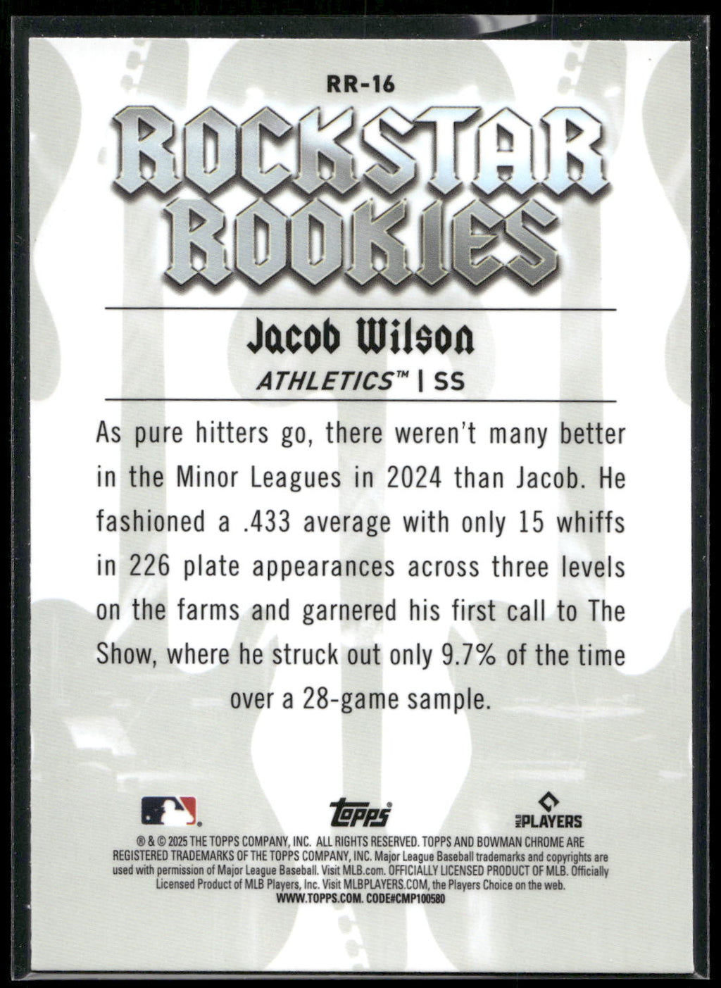 2025 Bowman #RR-16 Jacob Wilson Rockstar Rookies