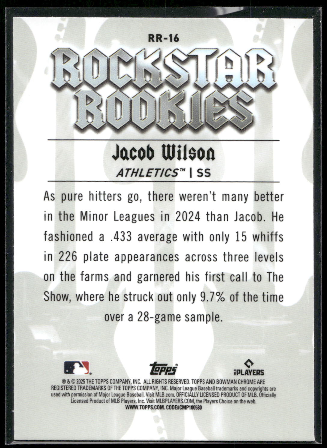 2025 Bowman #RR-16 Jacob Wilson Rockstar Rookies