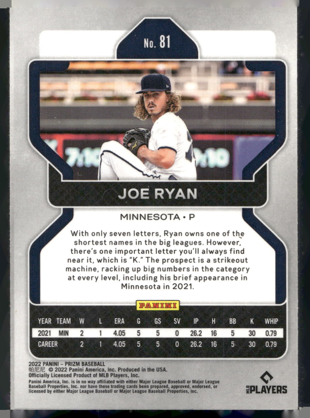 2022 Panini Prizm #81 Joe Ryan