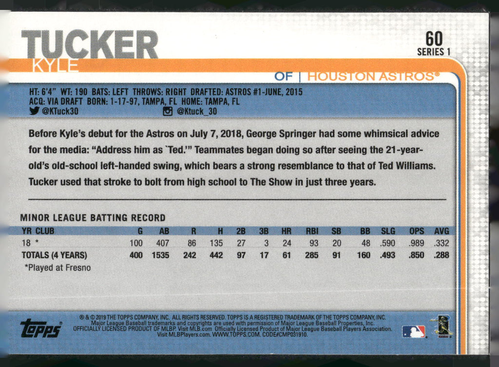 2019 Topps #60 Kyle Tucker