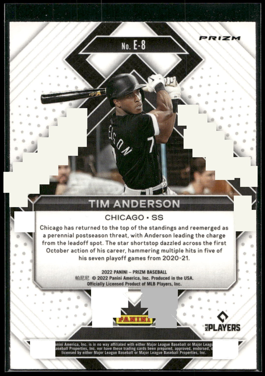 2022 Panini Prizm #E-8 Tim Anderson Emergent Silver Prizm