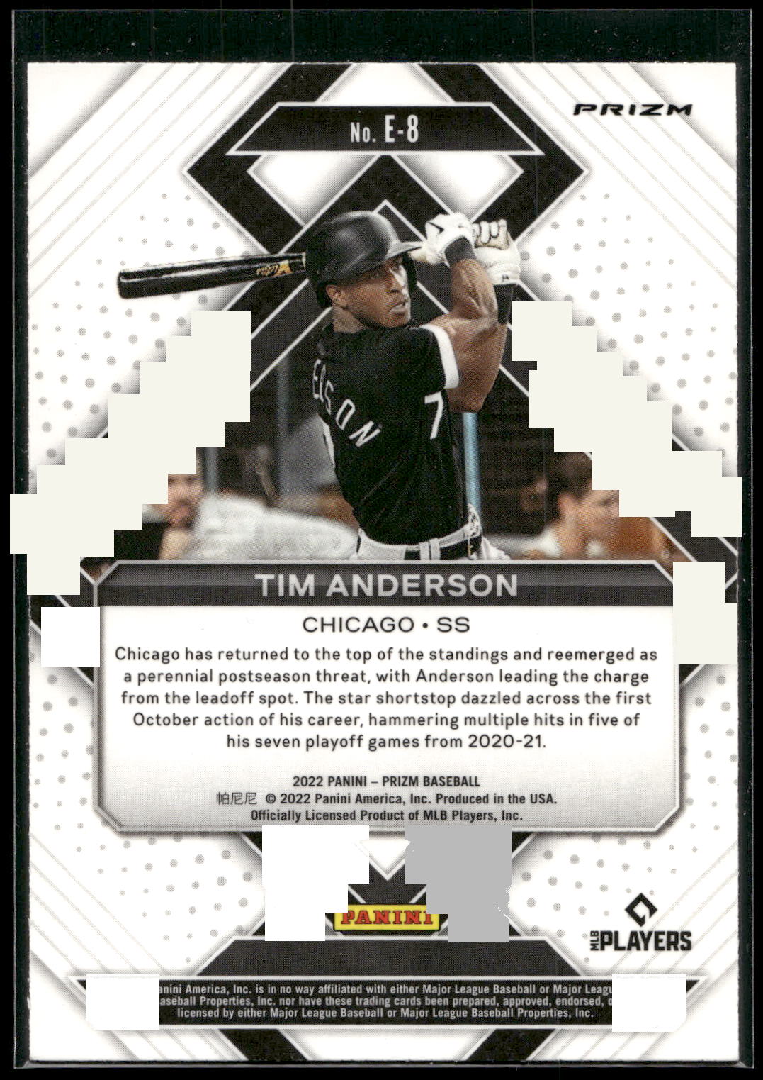 2022 Panini Prizm #E-8 Tim Anderson Emergent Silver Prizm