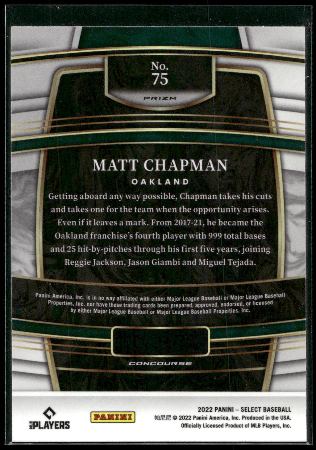 2022 Panini Select #75 Matt Chapman Scope