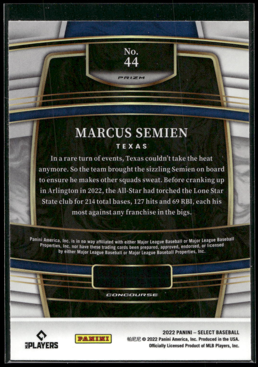2022 Panini Select #44 Marcus Semien Scope
