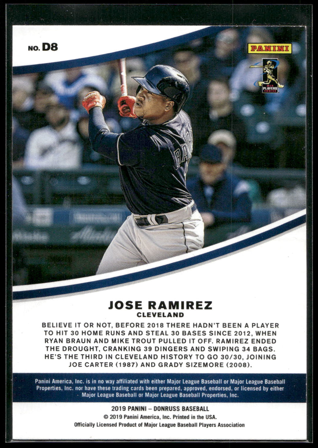 2019 Donruss #D8 Jose Ramirez Dominators Pink Fireworks
