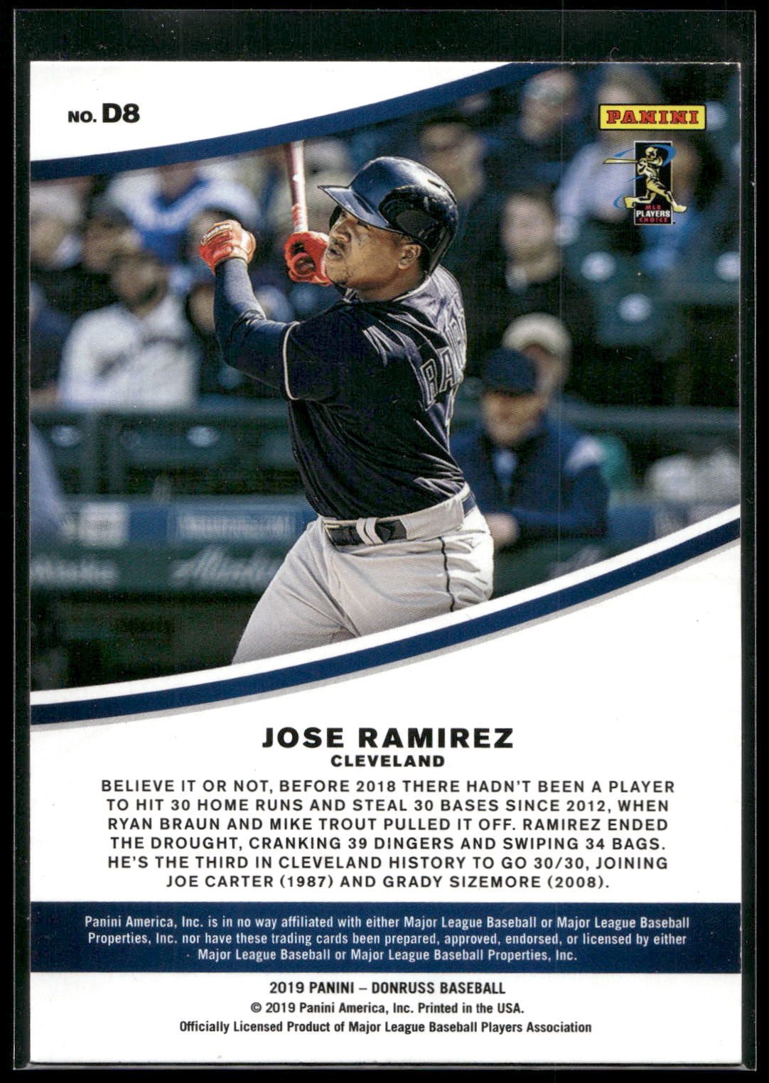 2019 Donruss #D8 Jose Ramirez Dominators Pink Fireworks