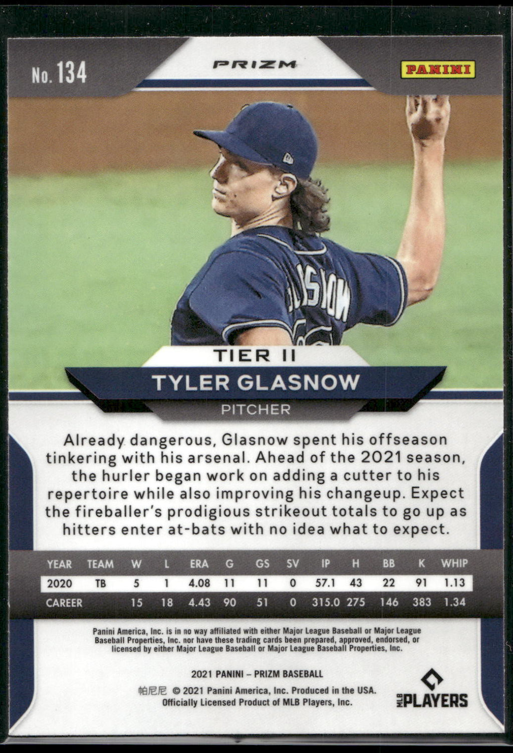 2021 Panini Prizm #134 Tyler Glasnow Red/White/Blue Prizm