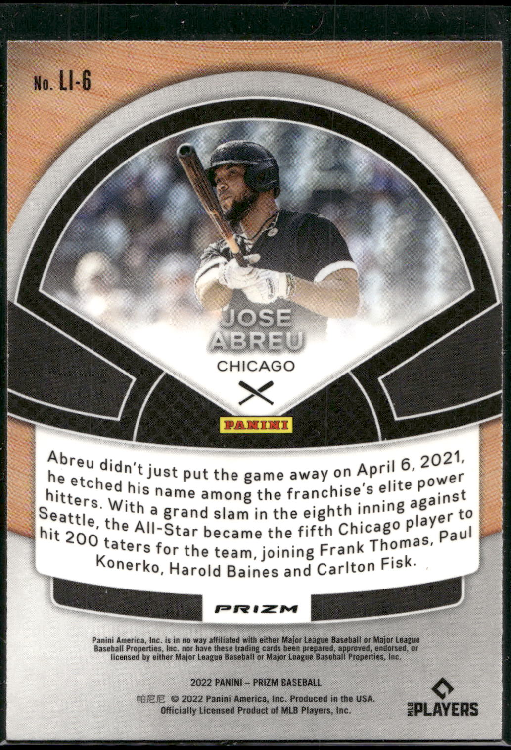 2022 Panini Prizm #LI-5 Anthony Rizzo Lumber Inc. Silver Prizm