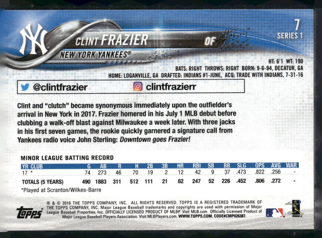 2018 Topps #7 Clint Frazier