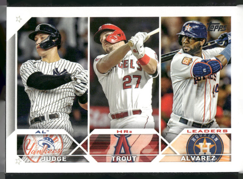 2023 Topps #246 AL HRs Leaders (Aaron Judge / Mike Trout / Yordan Alvarez)