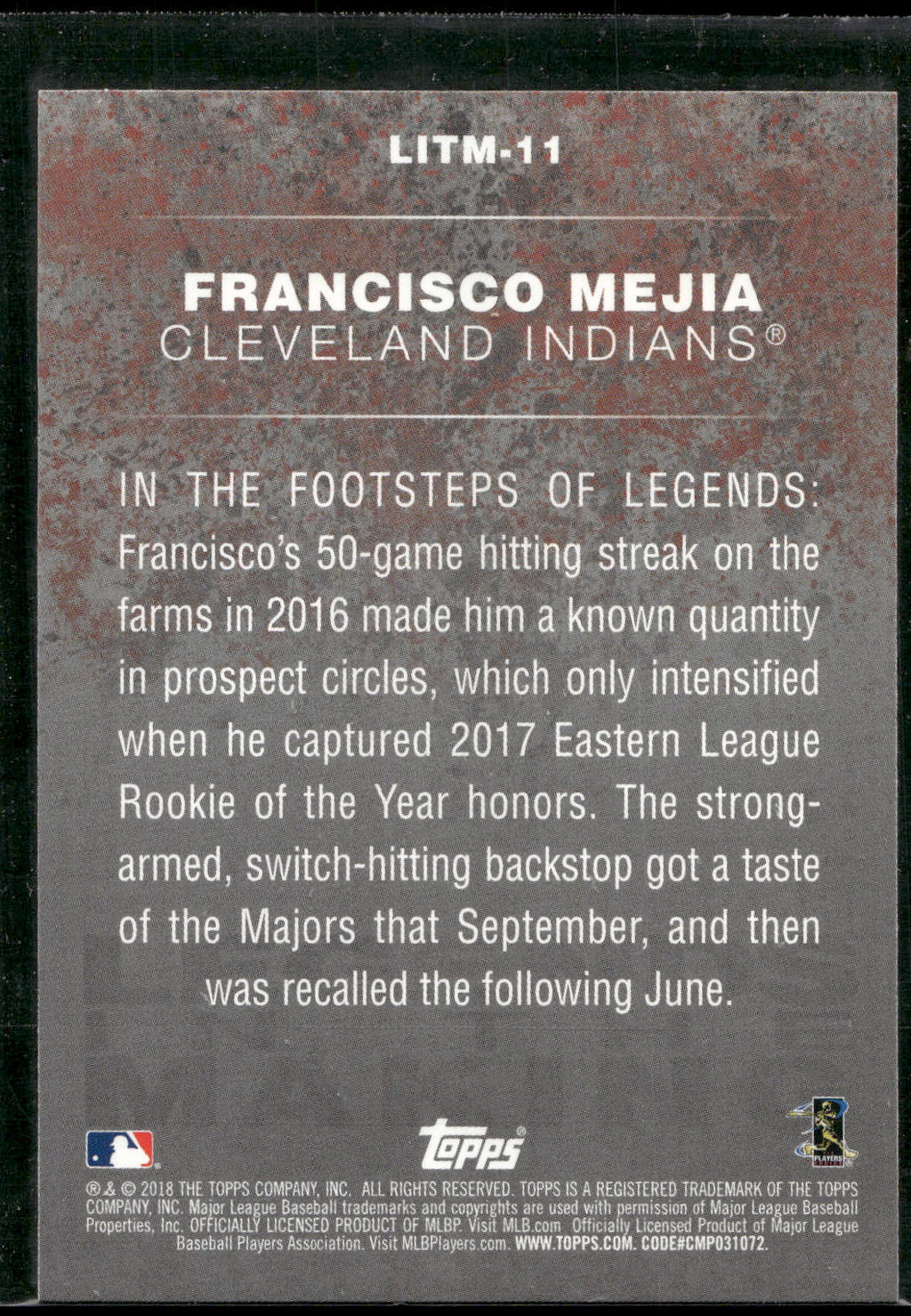 2018 Topps Update #LITM-11 Francisco Mejia Legends in the Making