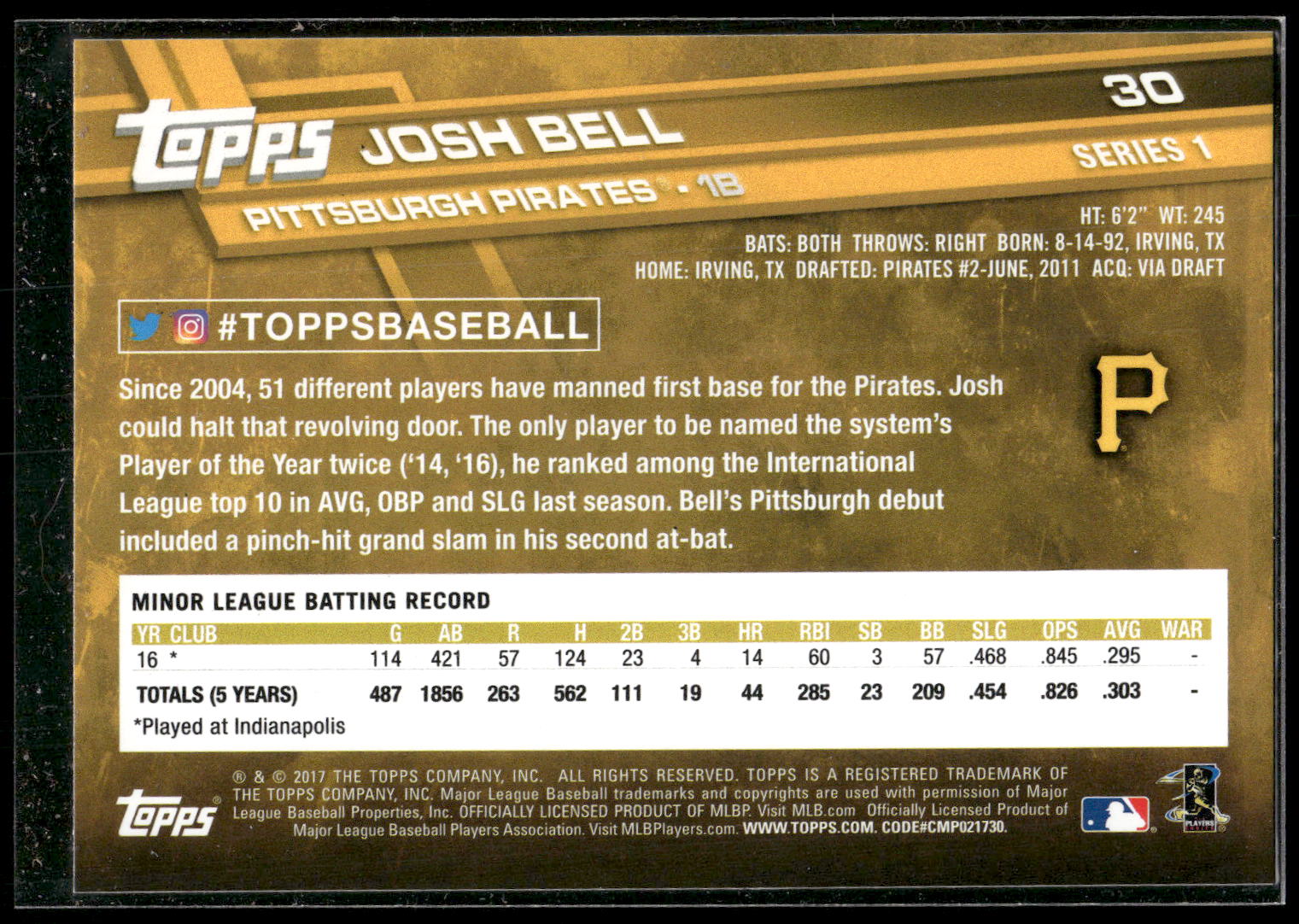 2017 Topps #30 Josh Bell