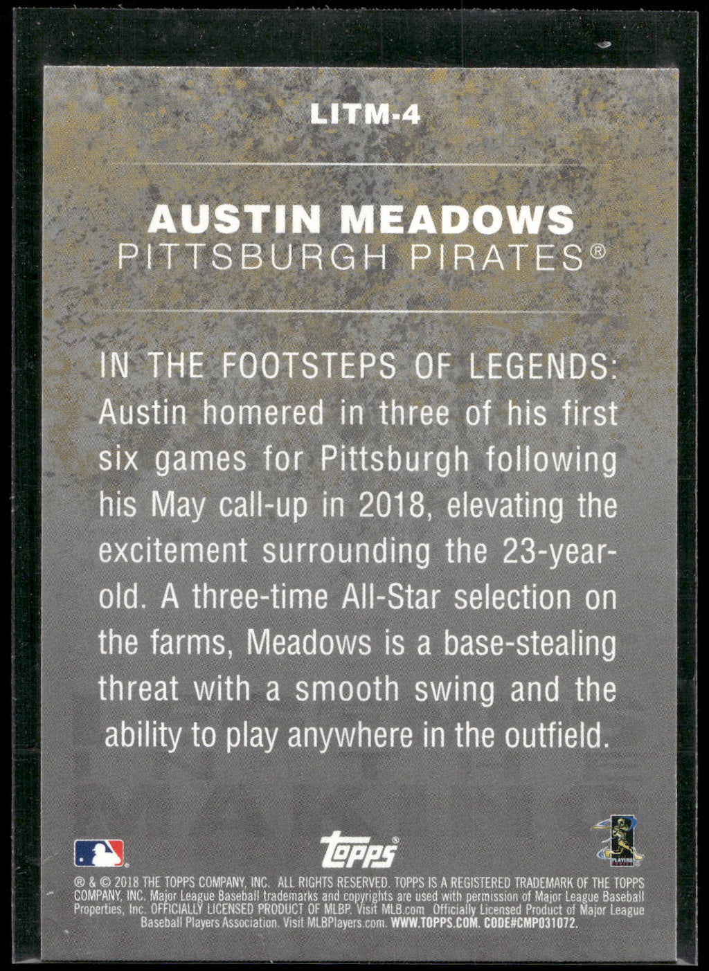 2018 Topps Update #LITM-4 Austin Meadows Legends in the Making Blue
