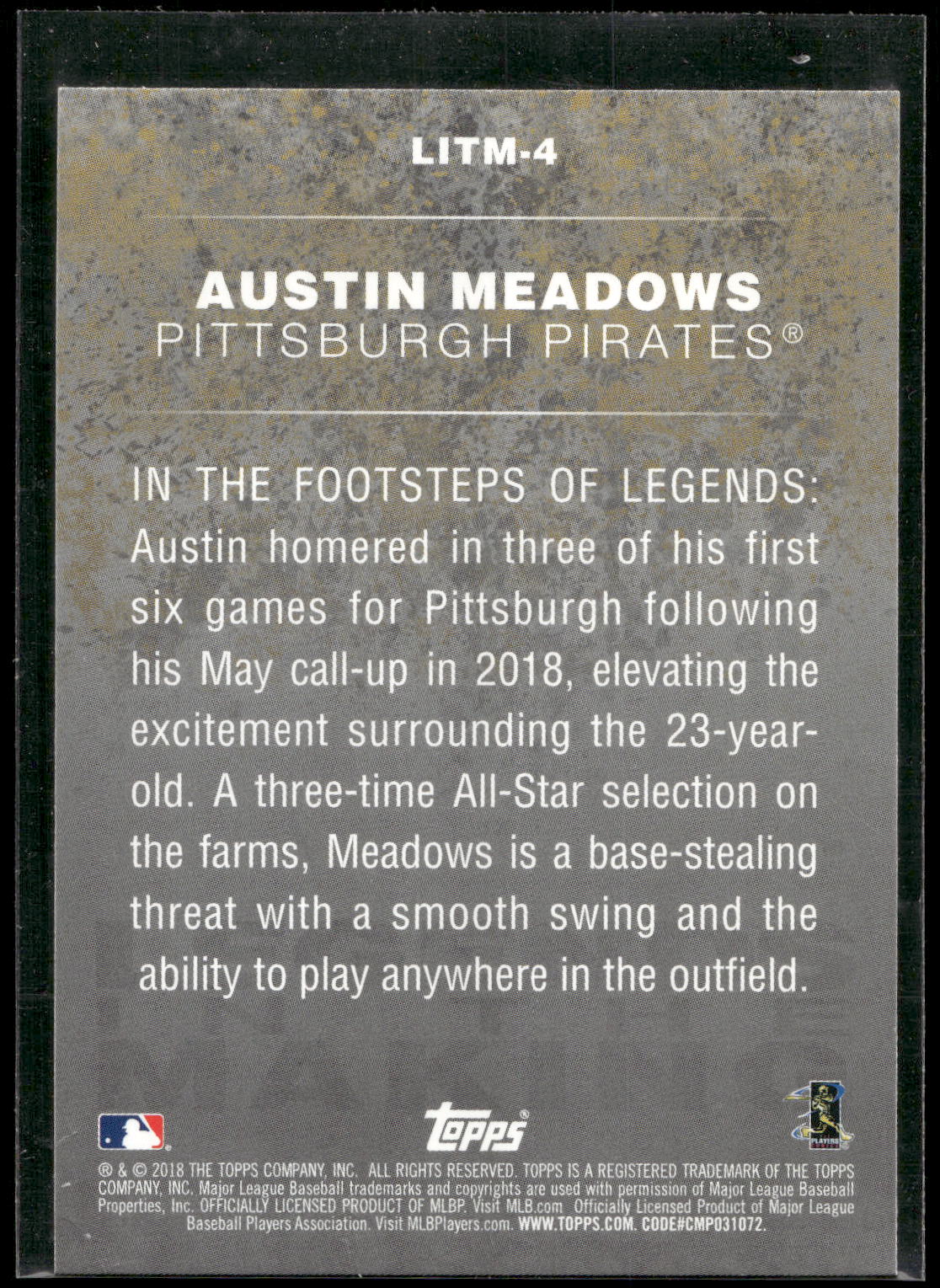 2018 Topps Update #LITM-4 Austin Meadows Legends in the Making Blue