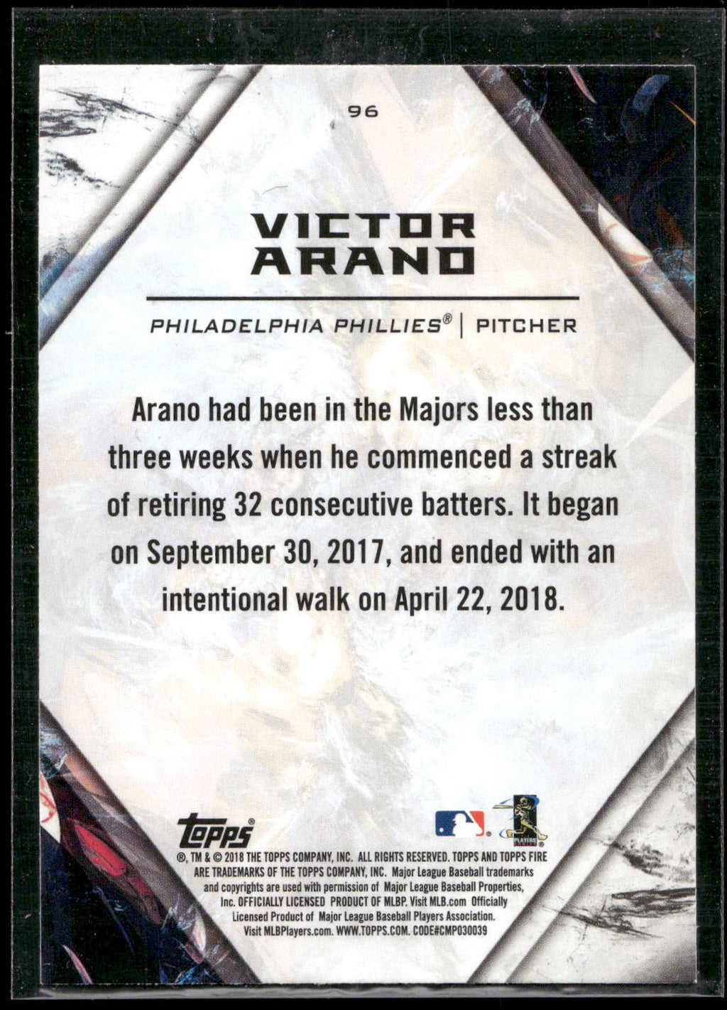 2018 Topps Fire #96 Victor Arano
