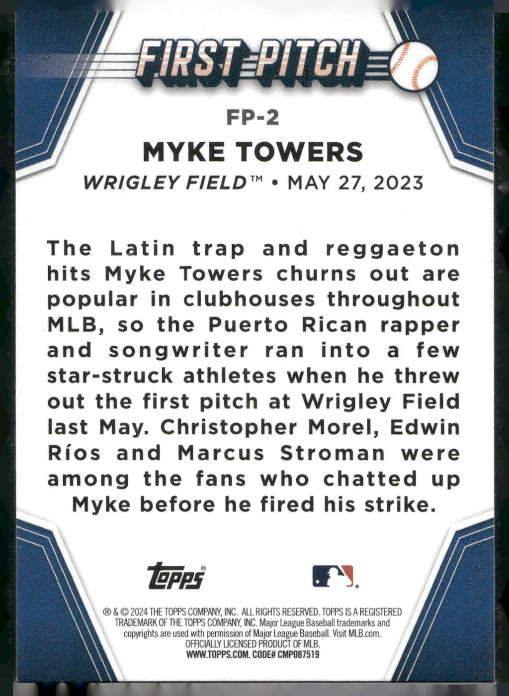 2024 Topps #FP-2 Myke Towers First Pitch