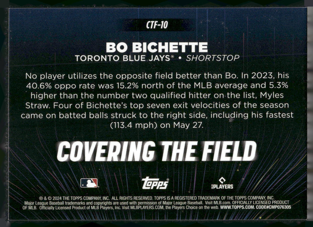 2024 Topps #CTF-10 Bo Bichette Covering the Field