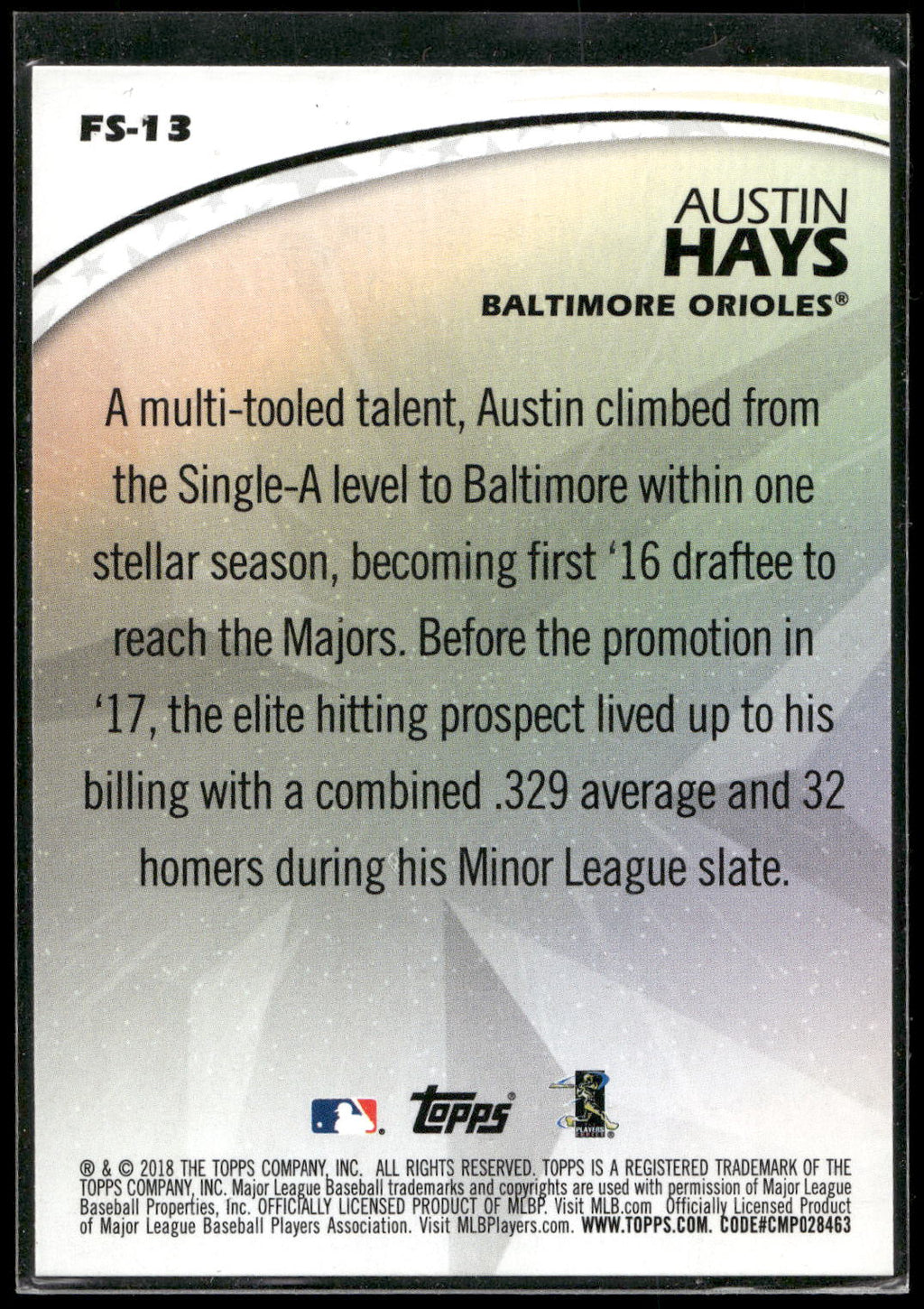 2018 Topps #FS-13 Austin Hays Future Stars