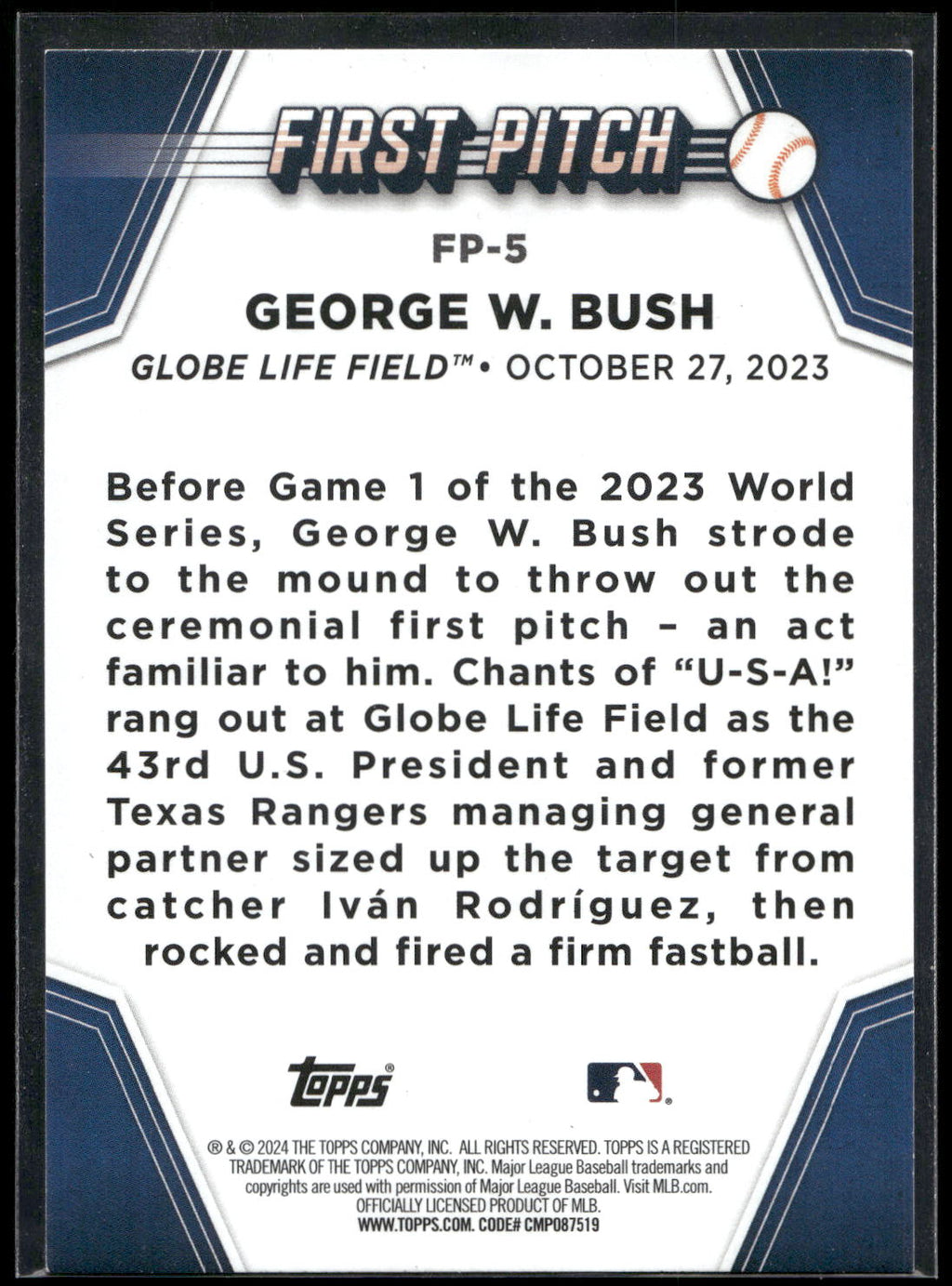 2024 Topps #FP-5 George W. Bush First Pitch