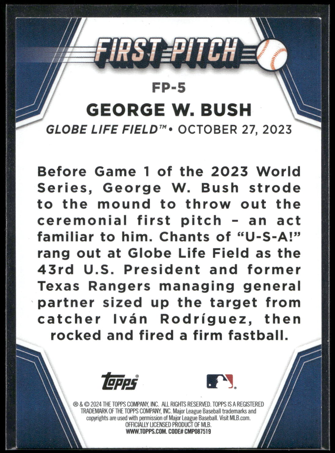 2024 Topps #FP-5 George W. Bush First Pitch