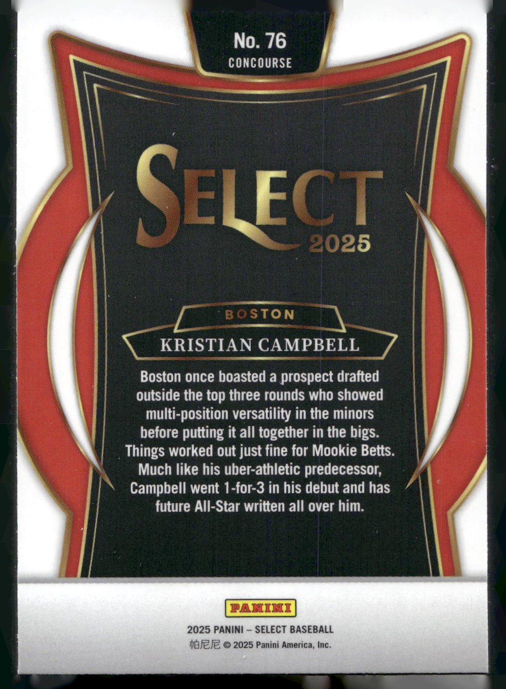 2025 Panini Select #76 Kristian Campbell