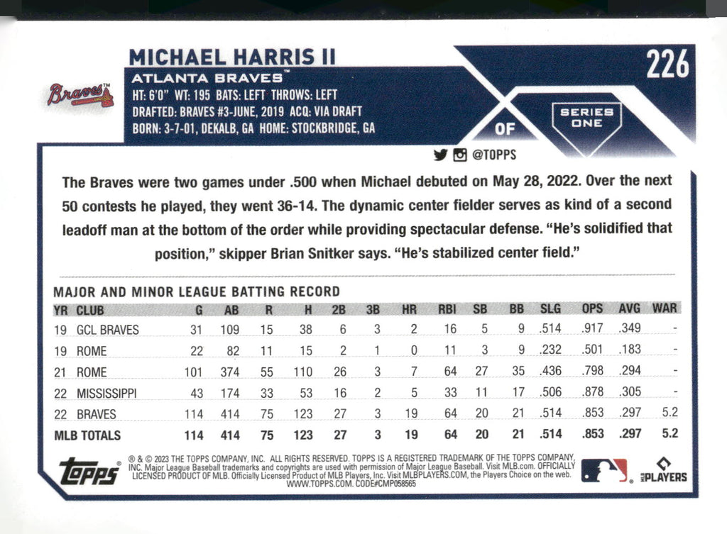 2023 Topps #226 Michael Harris II