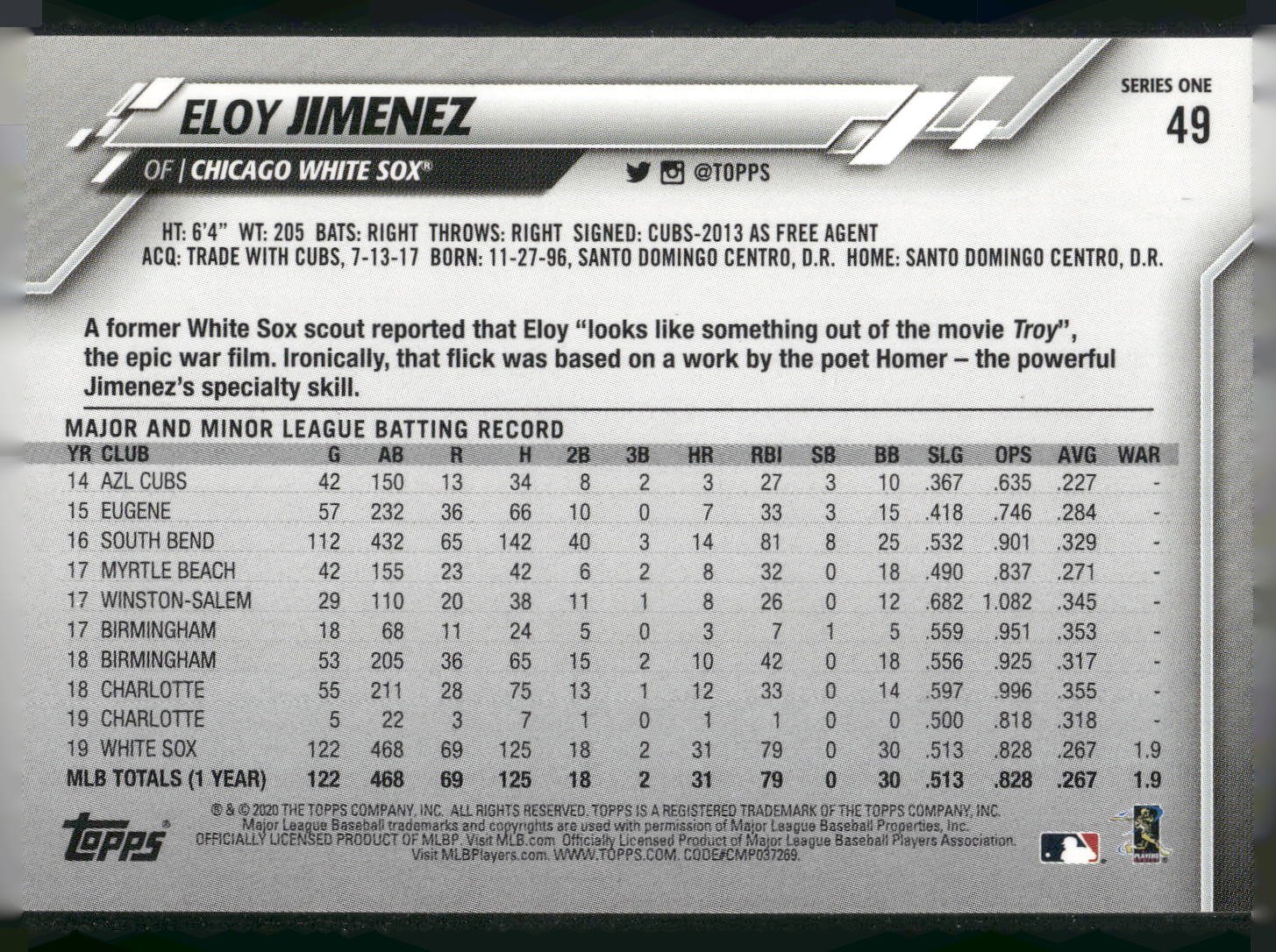 2020 Topps #49 Eloy Jimenez