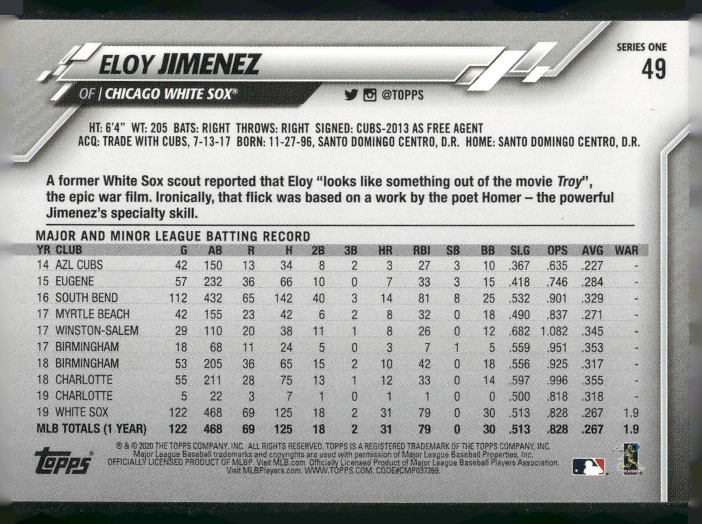 2020 Topps #49 Eloy Jimenez