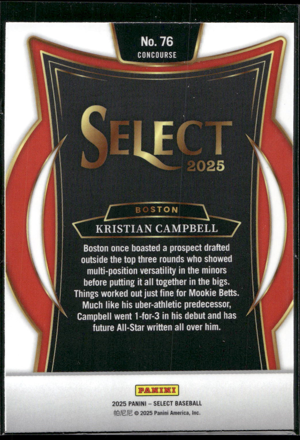 2025 Panini Select #76 Kristian Campbell
