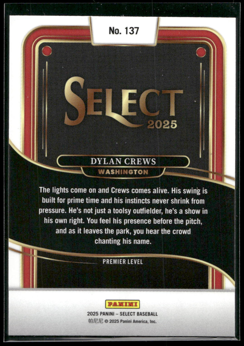 2025 Panini Select #137 Dylan Crews