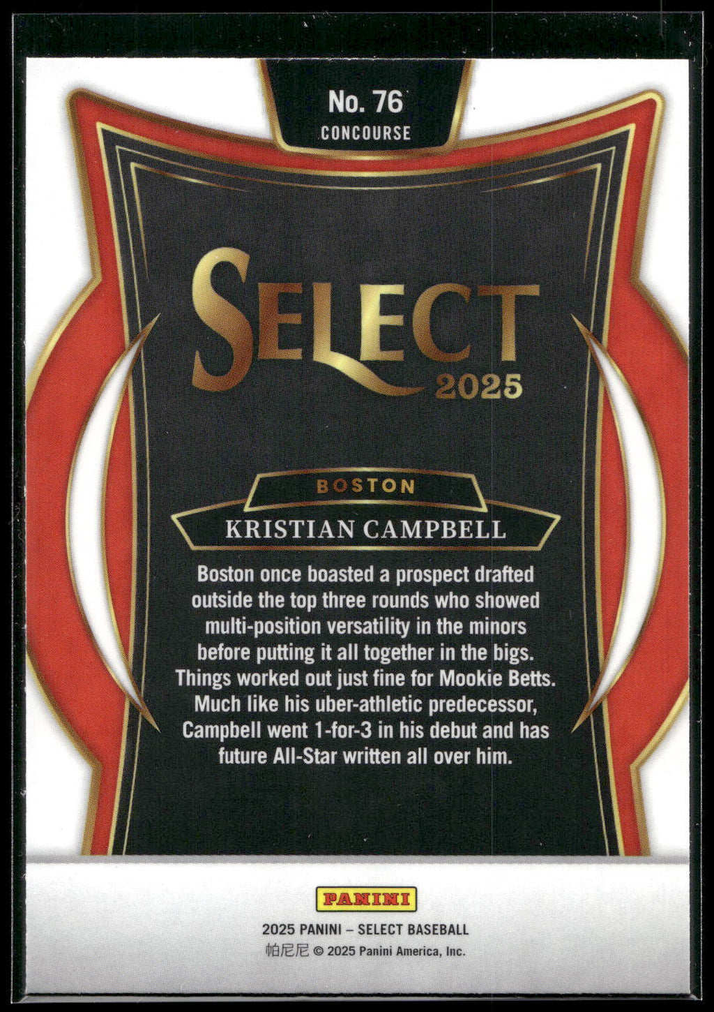 2025 Panini Select #76 Kristian Campbell