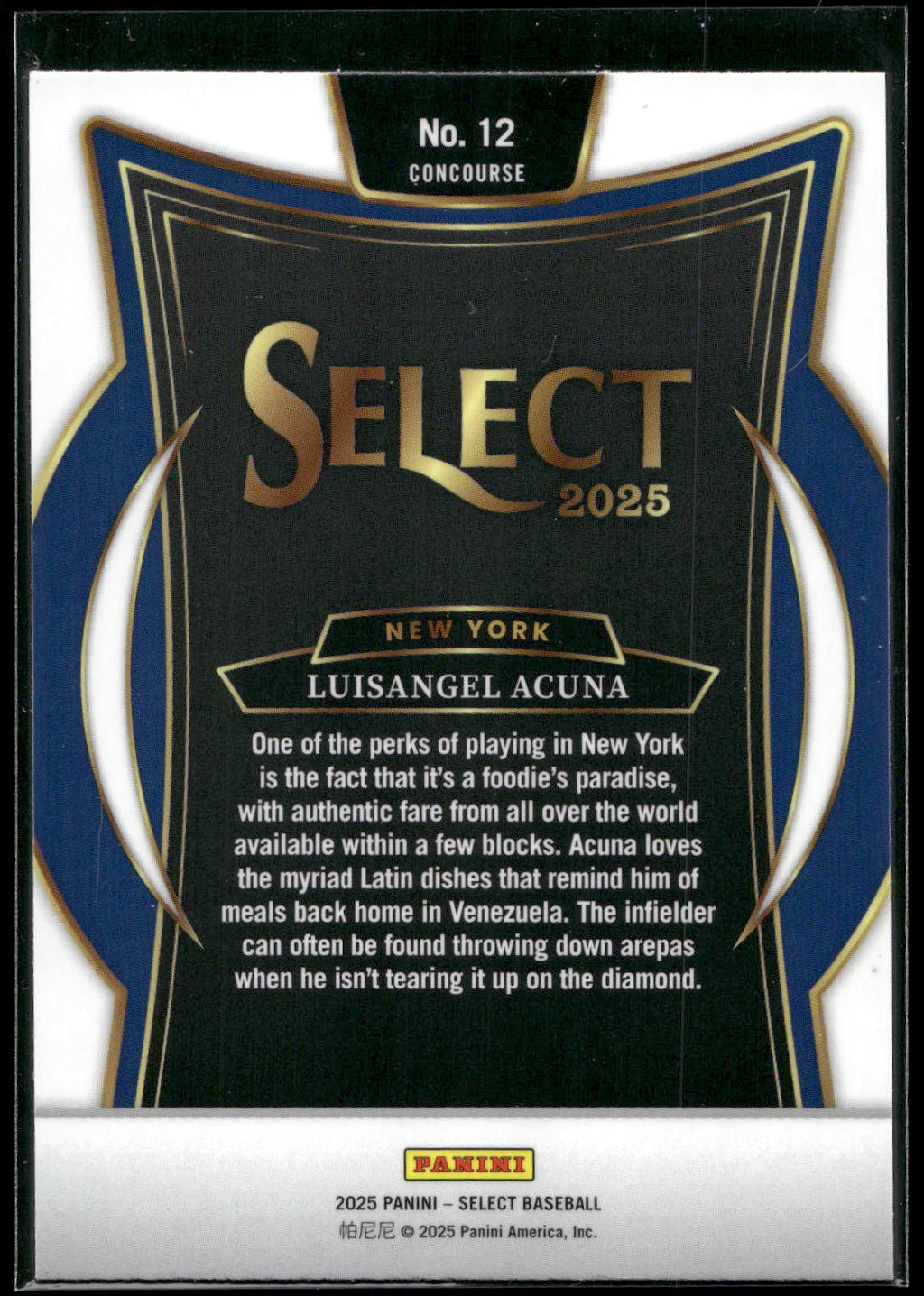 2025 Panini Select #12 Luisangel Acuna
