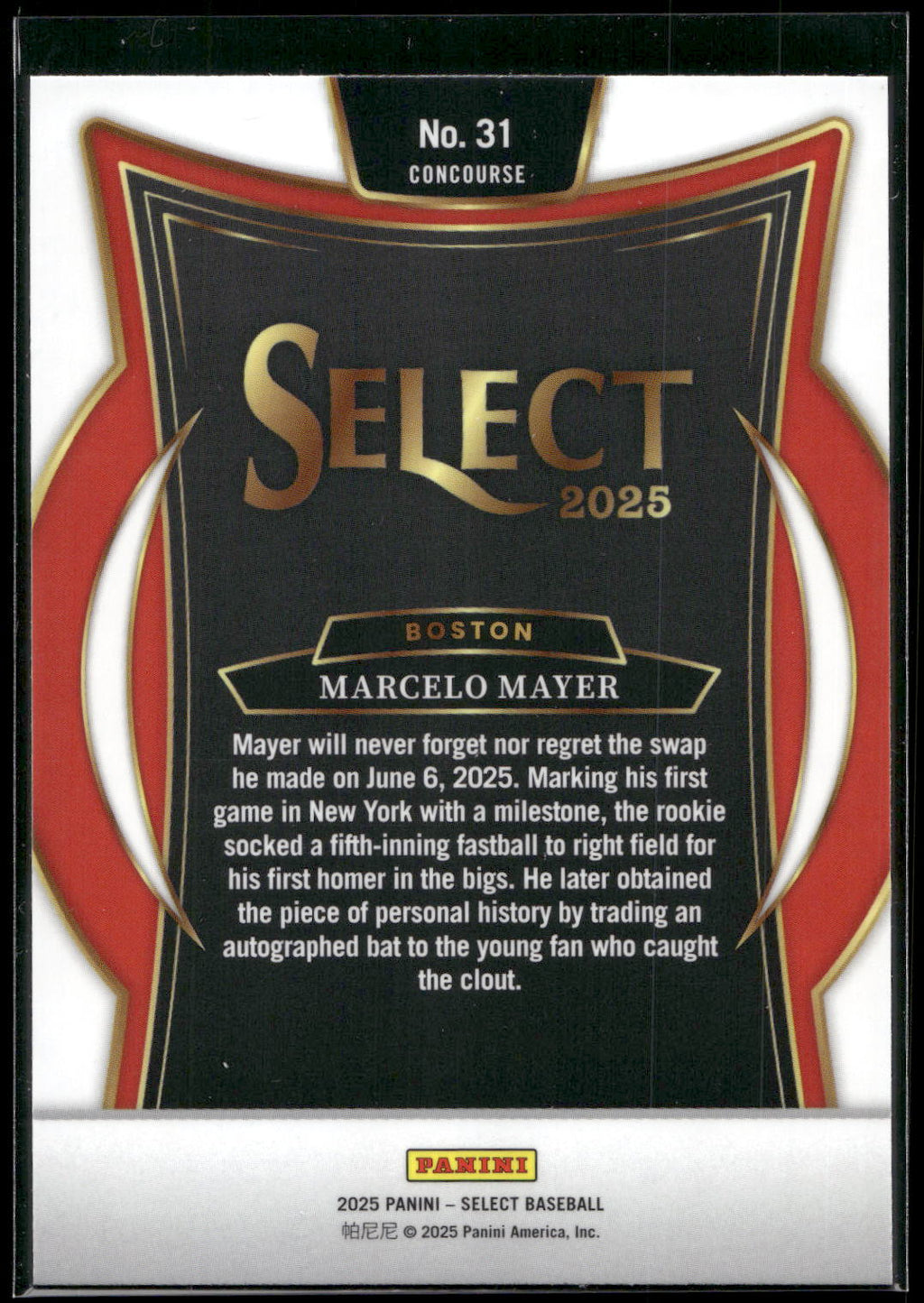 2025 Panini Select #31 Marcelo Mayer