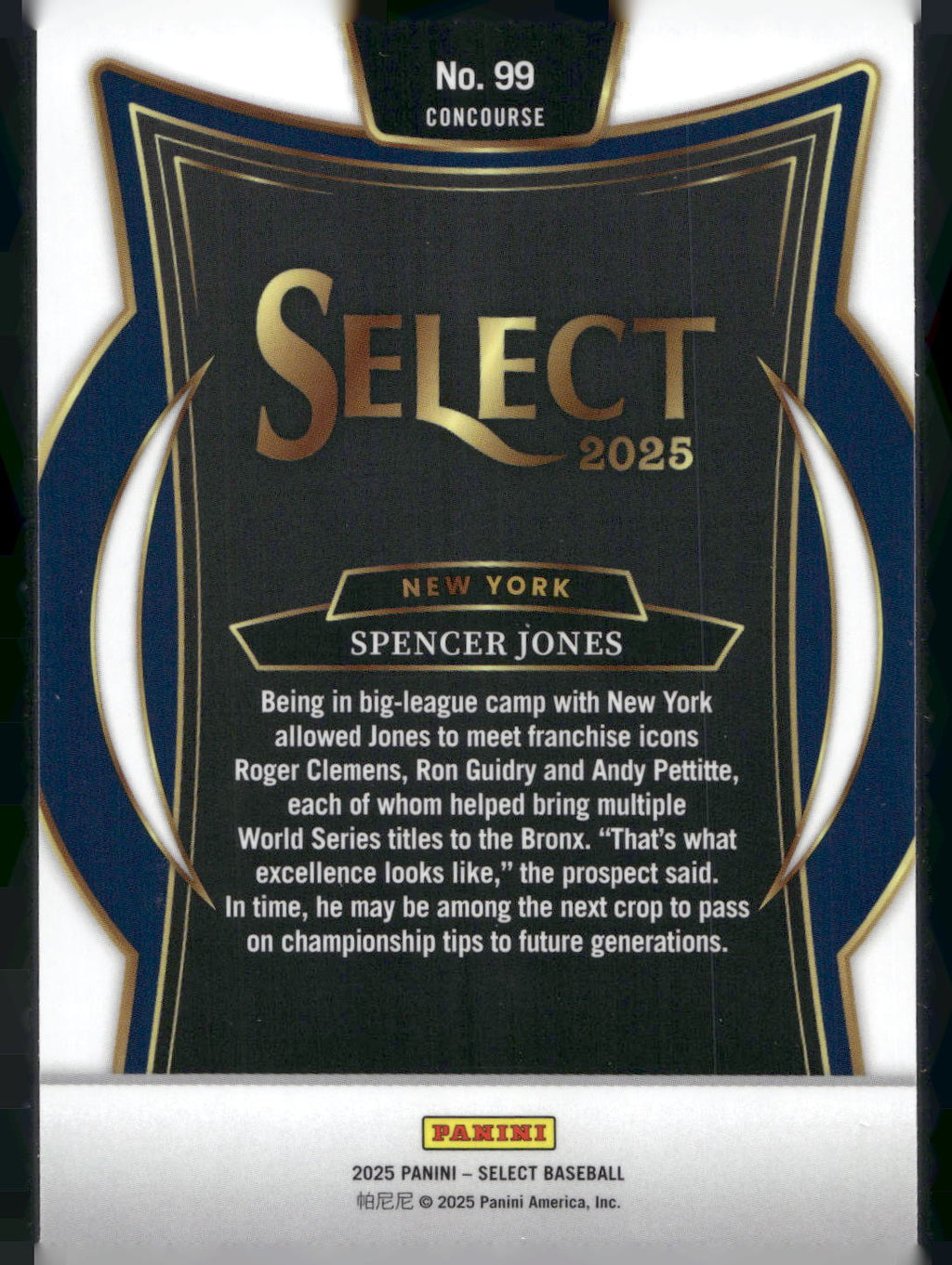 2025 Panini Select #99 Spencer Jones