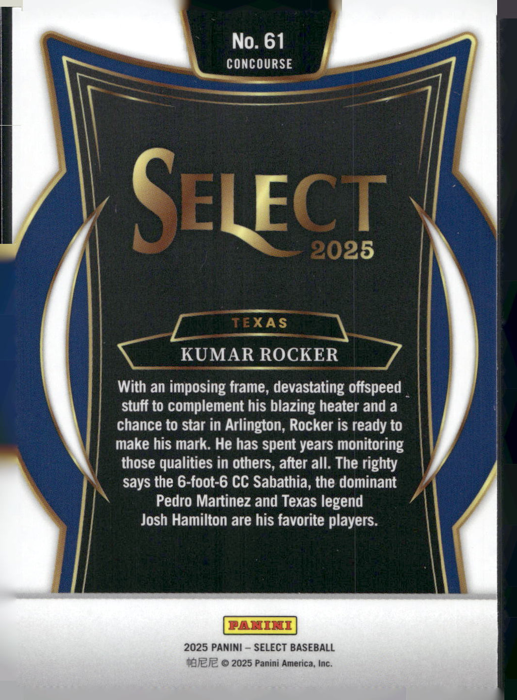 2025 Panini Select #61 Kumar Rocker