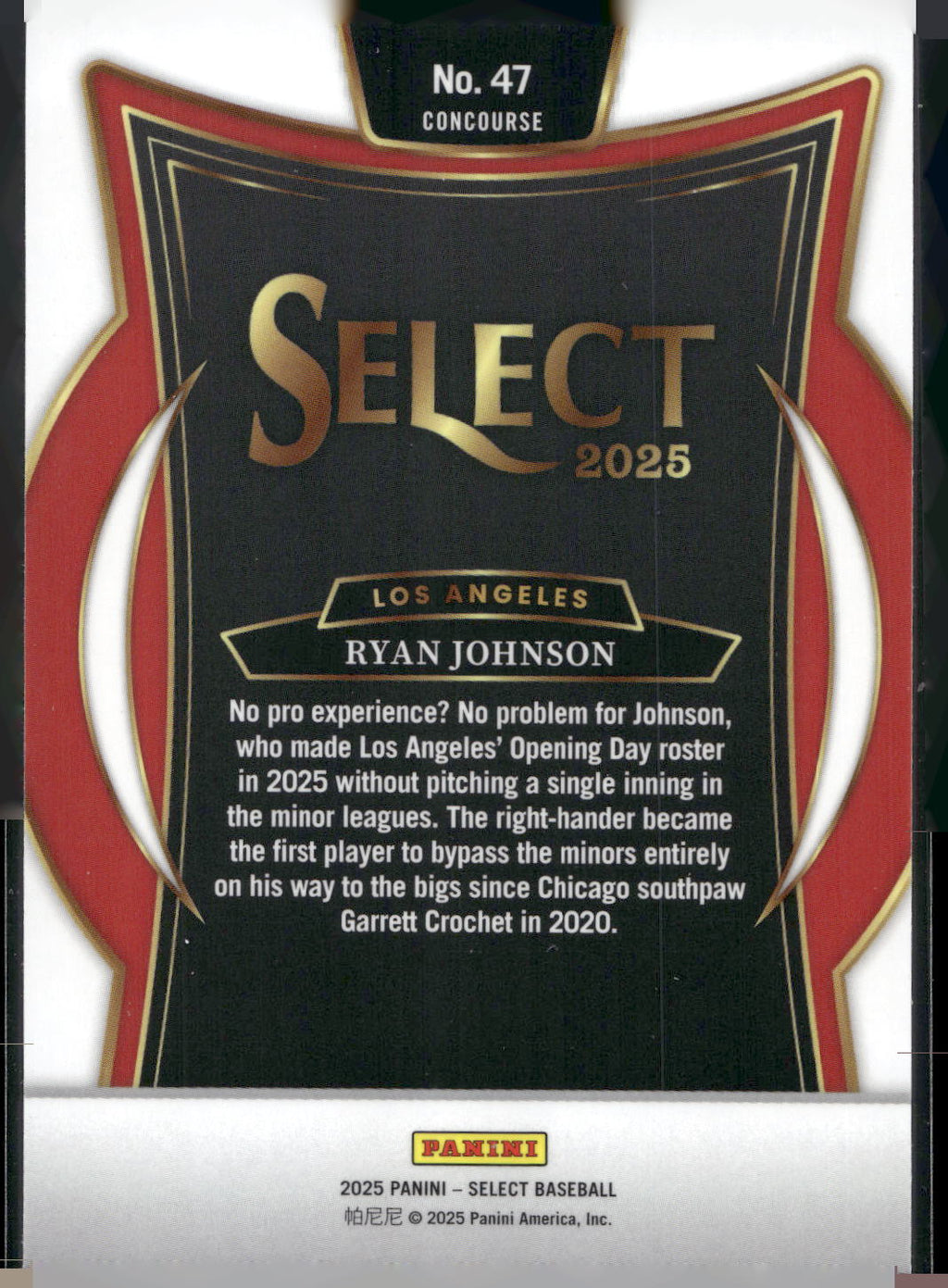 2025 Panini Select #47 Ryan Johnson