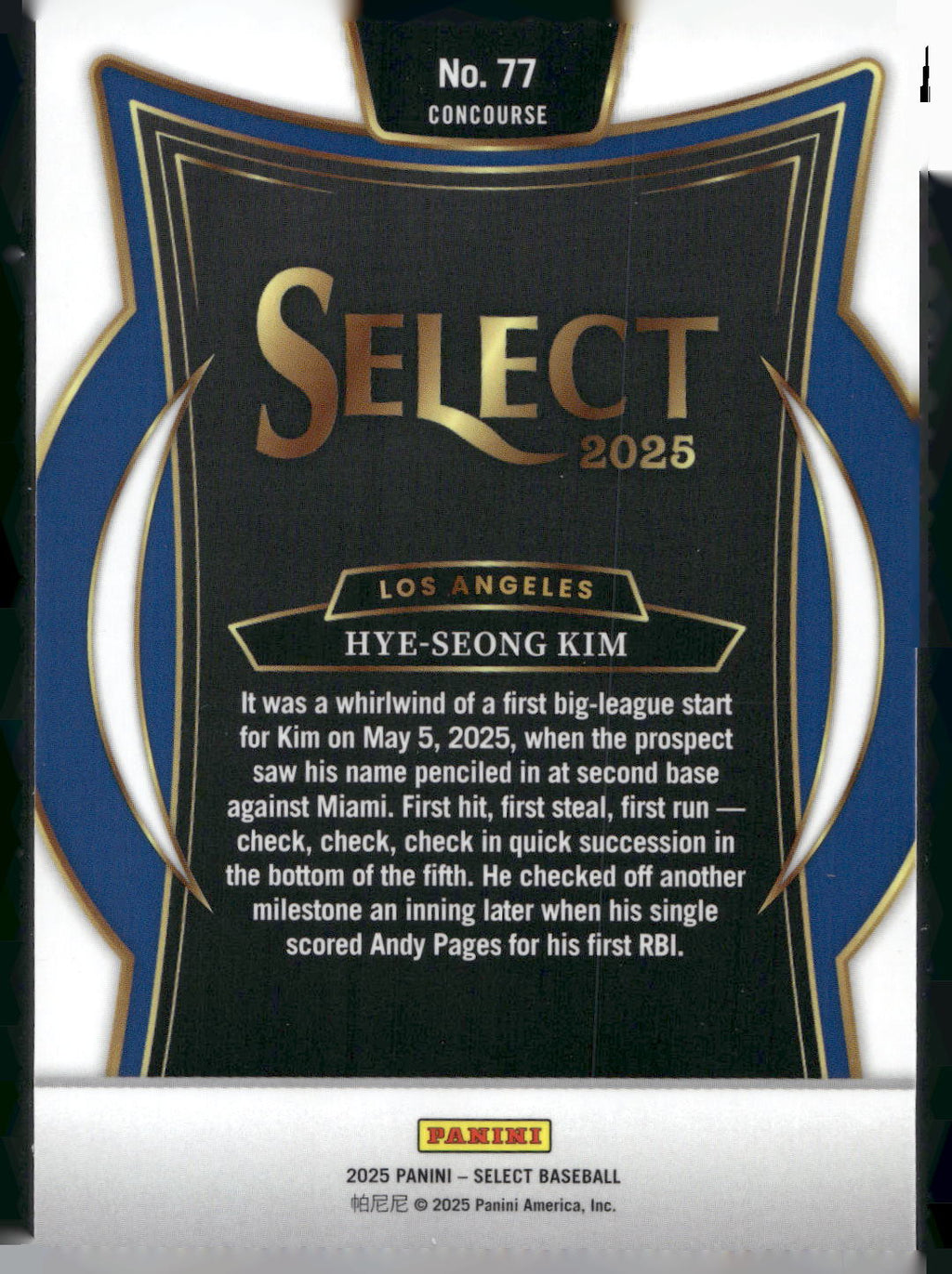 2025 Panini Select #77 Hye-Seong Kim