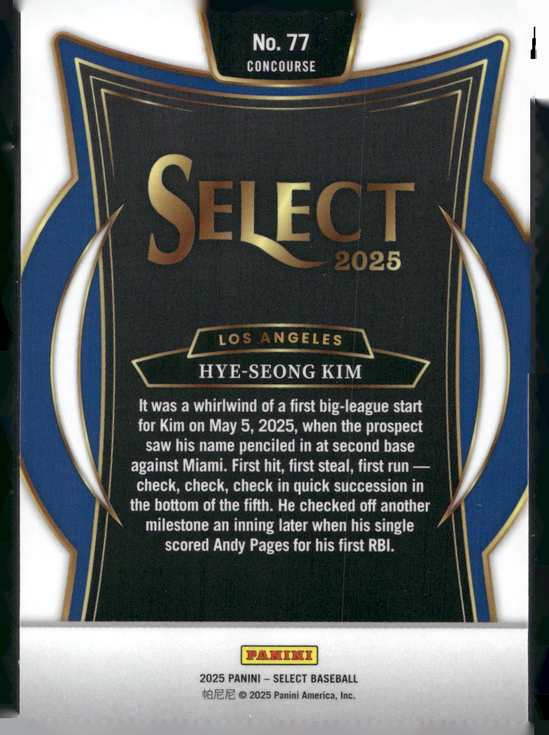 2025 Panini Select #77 Hye-Seong Kim