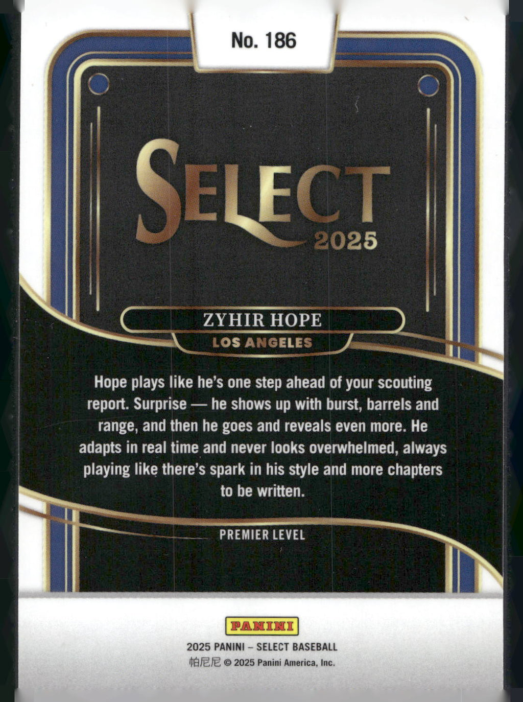 2025 Panini Select #186 Zyhir Hope