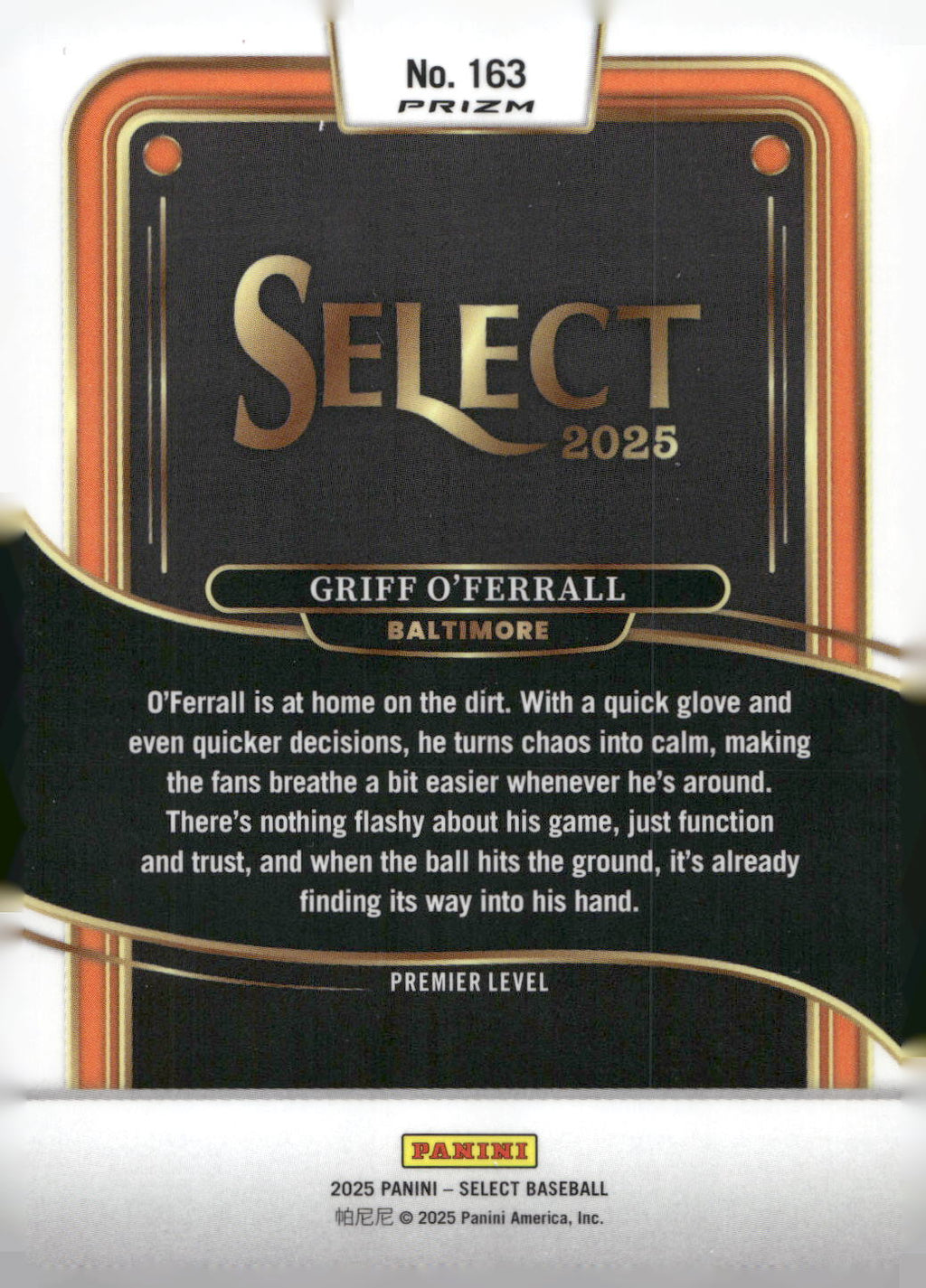 2025 Panini Select #163 Griff O'Ferrall Ice Prizms