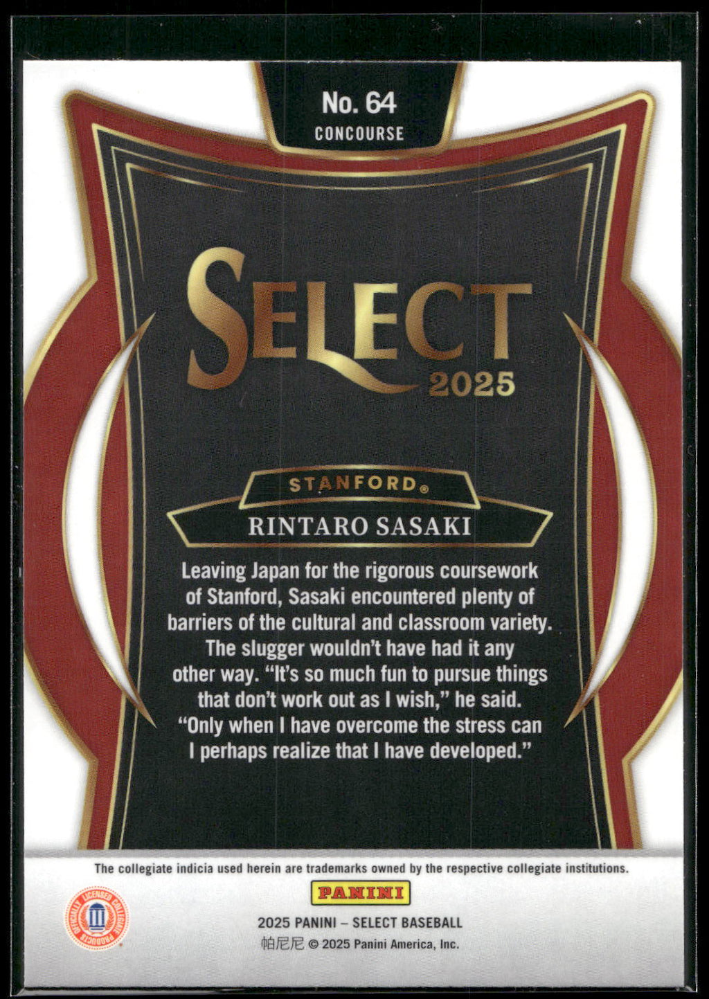 2025 Panini Select #64 Rintaro Sasaki