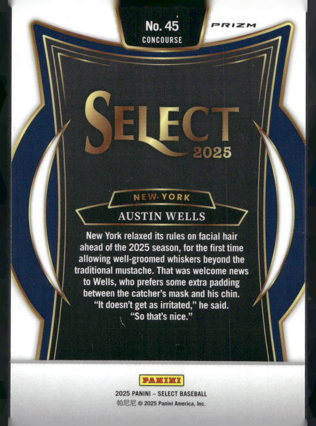 2025 Panini Select #45 Austin Wells Ice Prizms