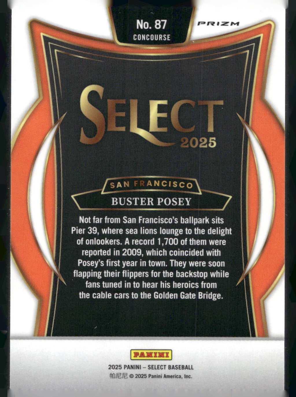 2025 Panini Select #87 Buster Posey Ice Prizms