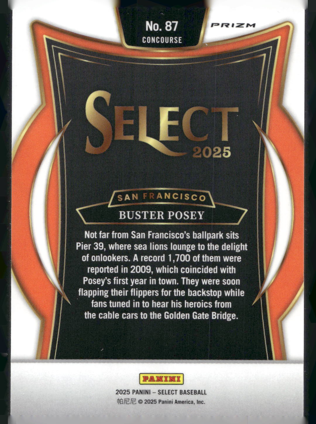 2025 Panini Select #87 Buster Posey Ice Prizms