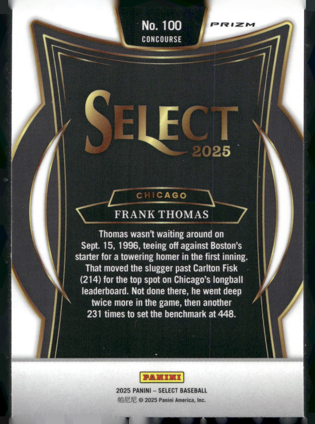 2025 Panini Select #100 Frank Thomas Ice Prizms