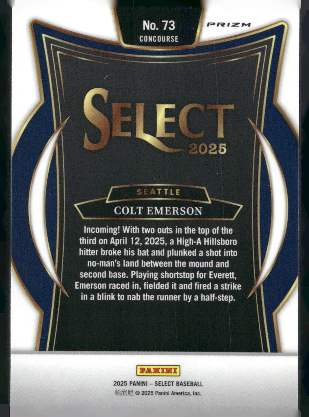 2025 Panini Select #73 Colt Emerson Ice Prizms