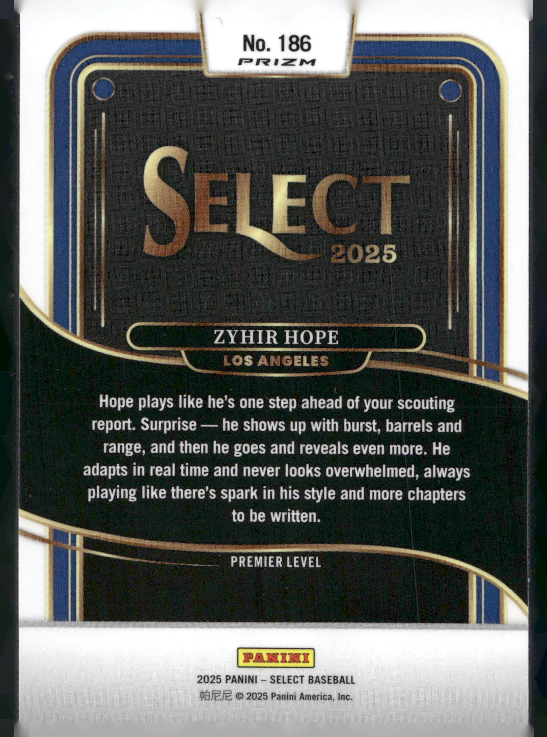 2025 Panini Select #186 Zyhir Hope Ice Prizms